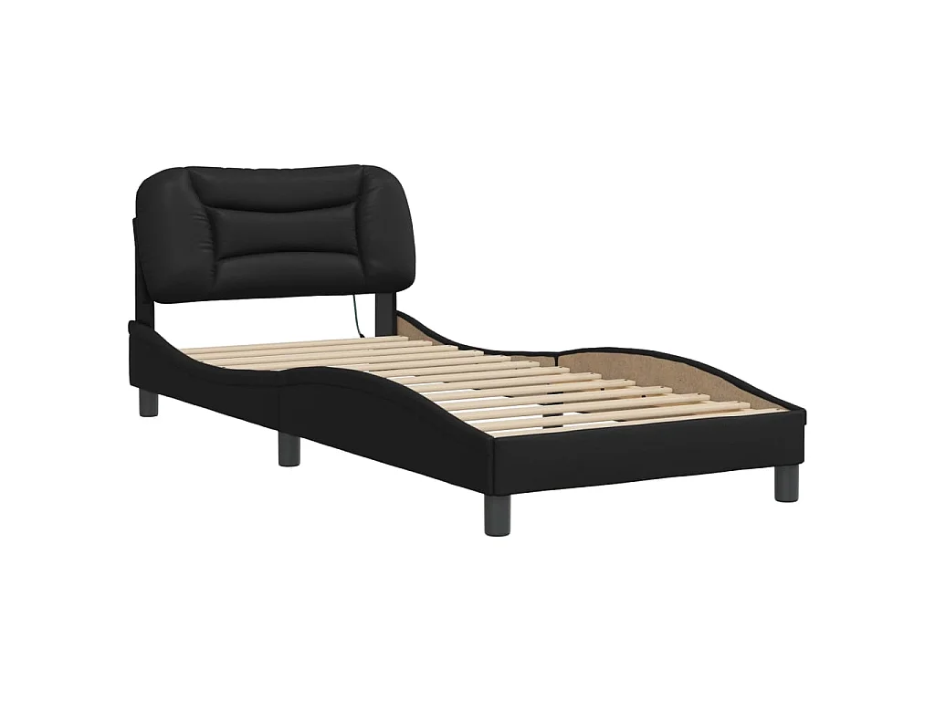Cadre de lit avec LED sans matelas Hvar noir 90x190 cm
