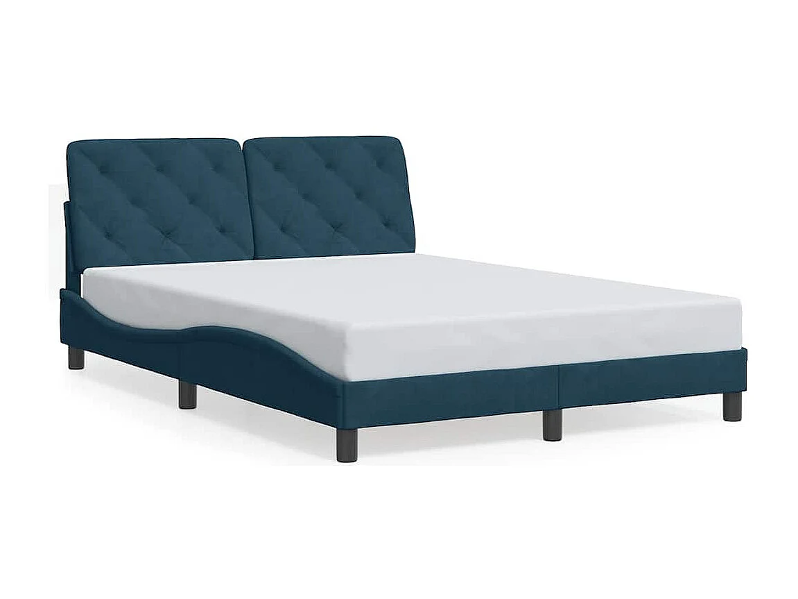 Estrutura de cama sem colchão 140x200 cm veludo azul