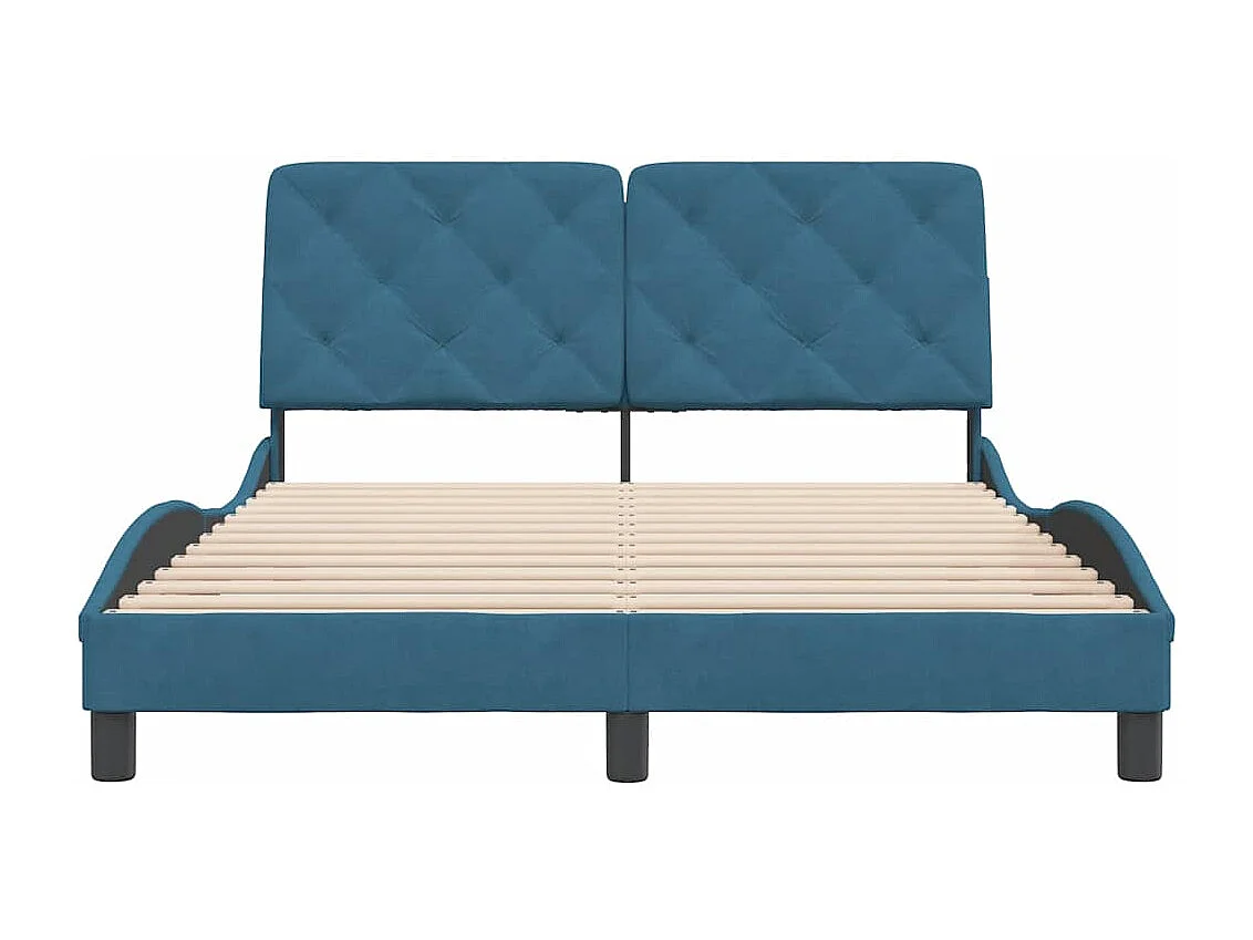 Estrutura de cama sem colchão 140x200 cm veludo azul