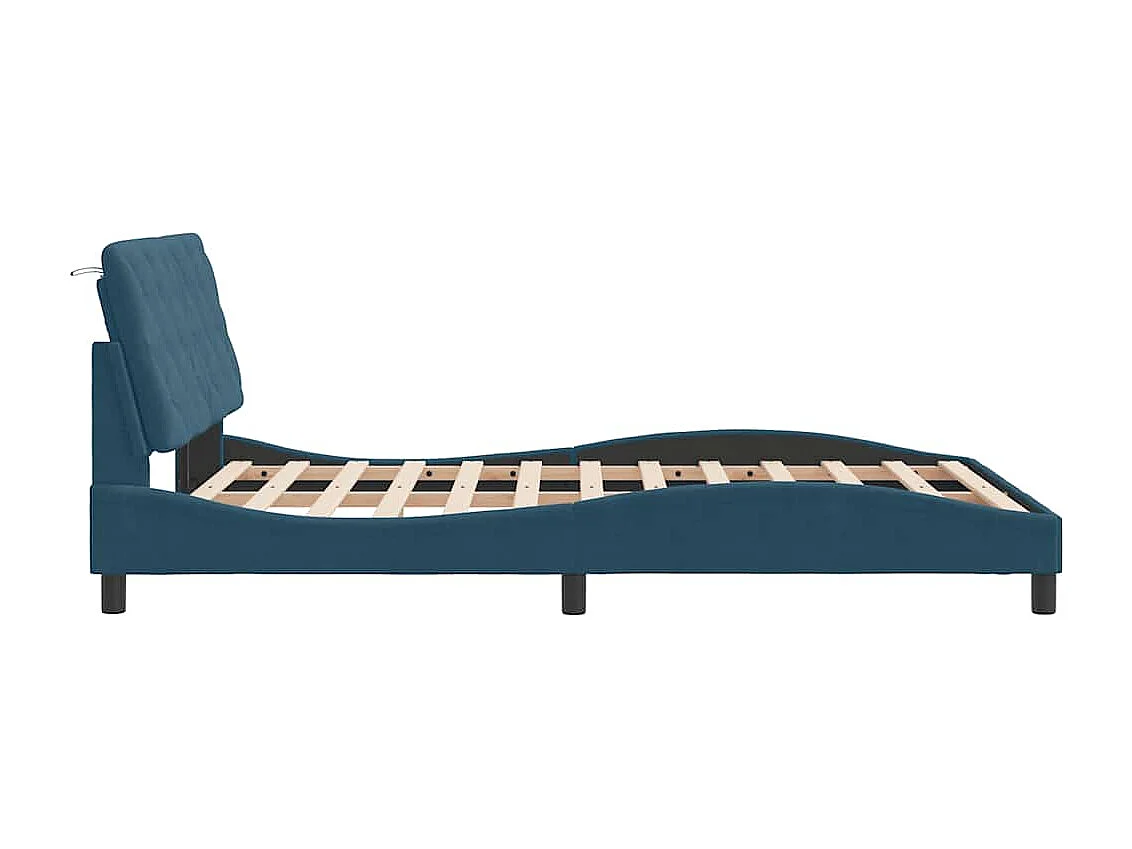 Estrutura de cama sem colchão 140x200 cm veludo azul