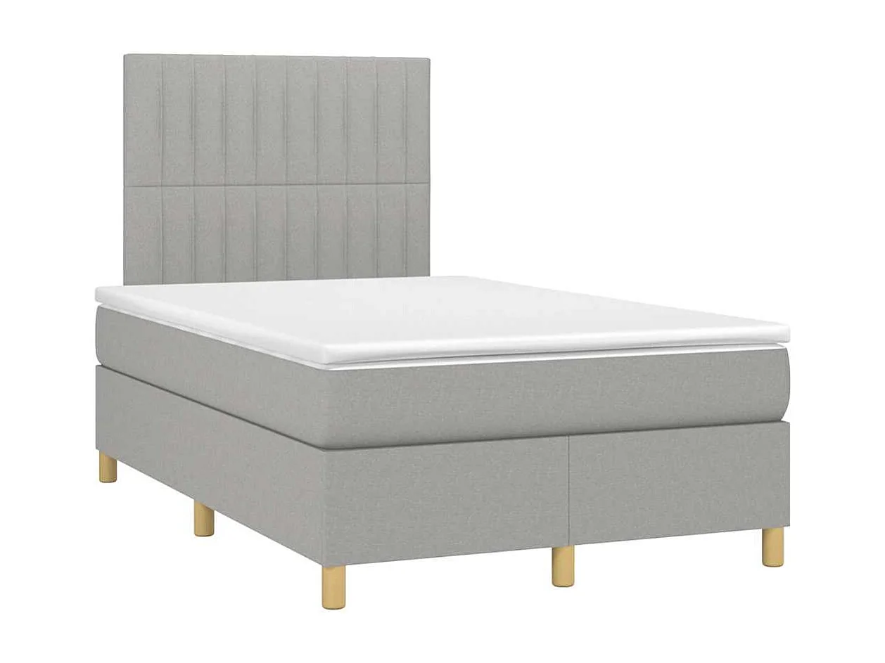 Boxspring met matras stof lichtgrijs 120x190 cm