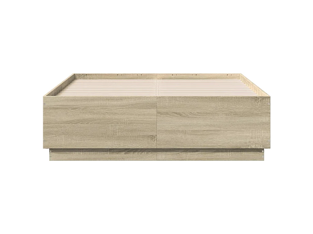 Bettgestell mit LED Sonoma-Eiche 140x190 cm Holzwerkstoff