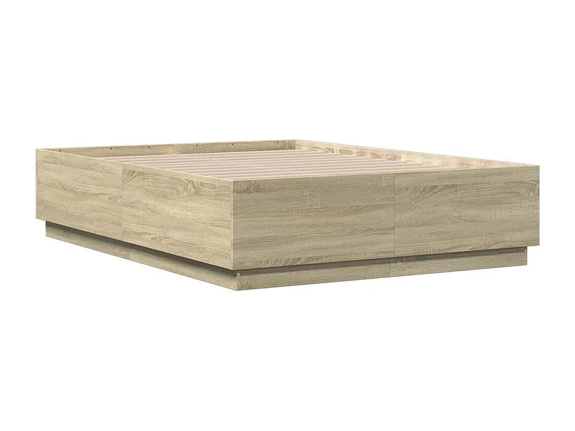 Bettgestell mit LED Sonoma-Eiche 140x190 cm Holzwerkstoff