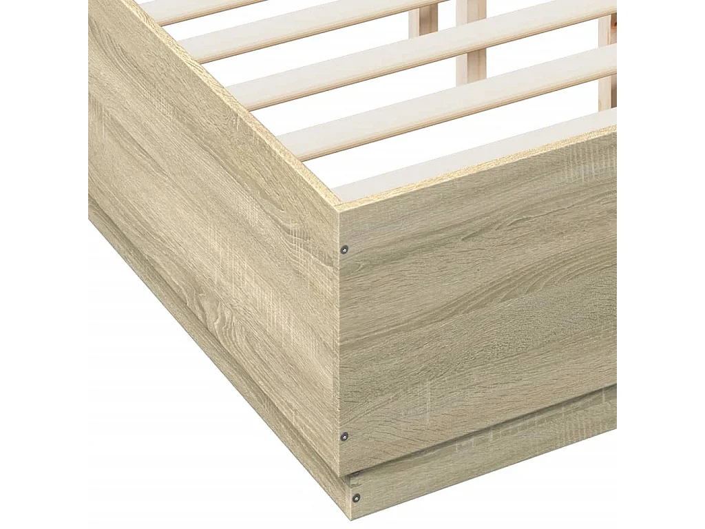 Bettgestell mit LED Sonoma-Eiche 140x190 cm Holzwerkstoff