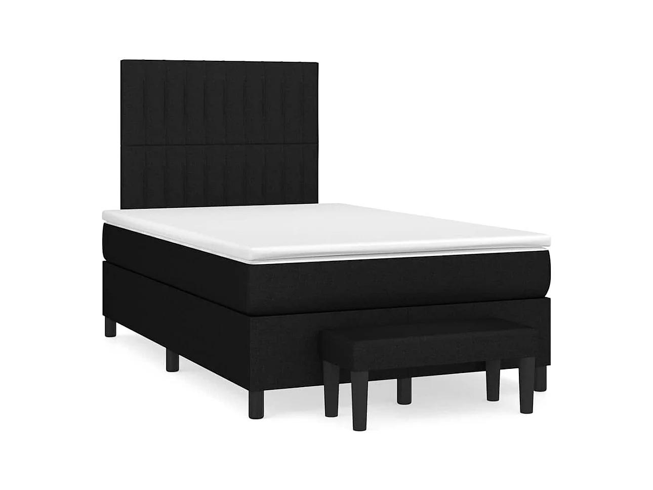 Sommier à lattes de lit avec matelas noir 120x190 cm tissu