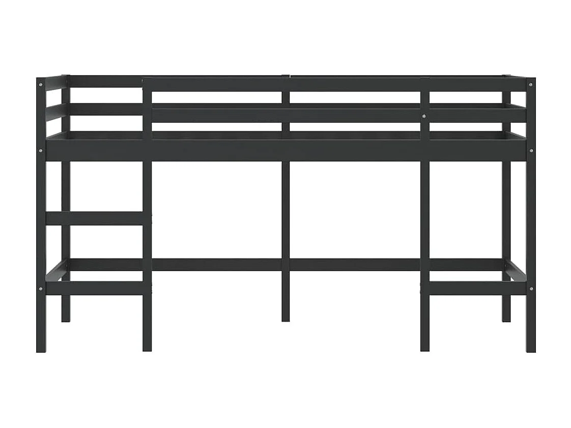 Kinderhochbett mit Leiter Schwarz 90x200 cm Massivholz Kiefer