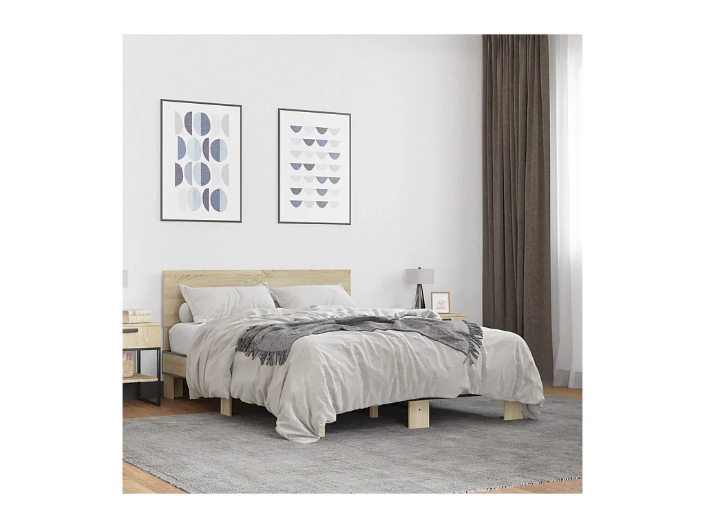 Cadre de lit sans matelas chêne sonoma 135x190 cm