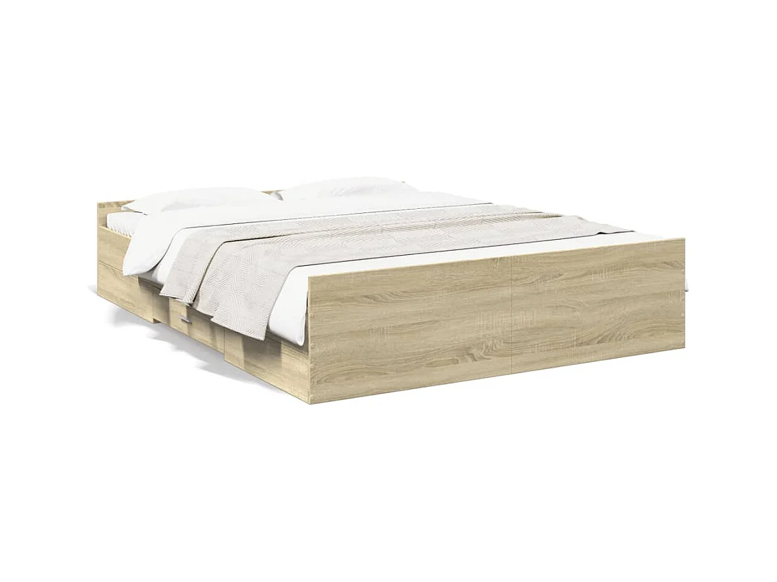 Cadre de lit avec tiroirs sans matelas chêne sonoma 160x200 cm