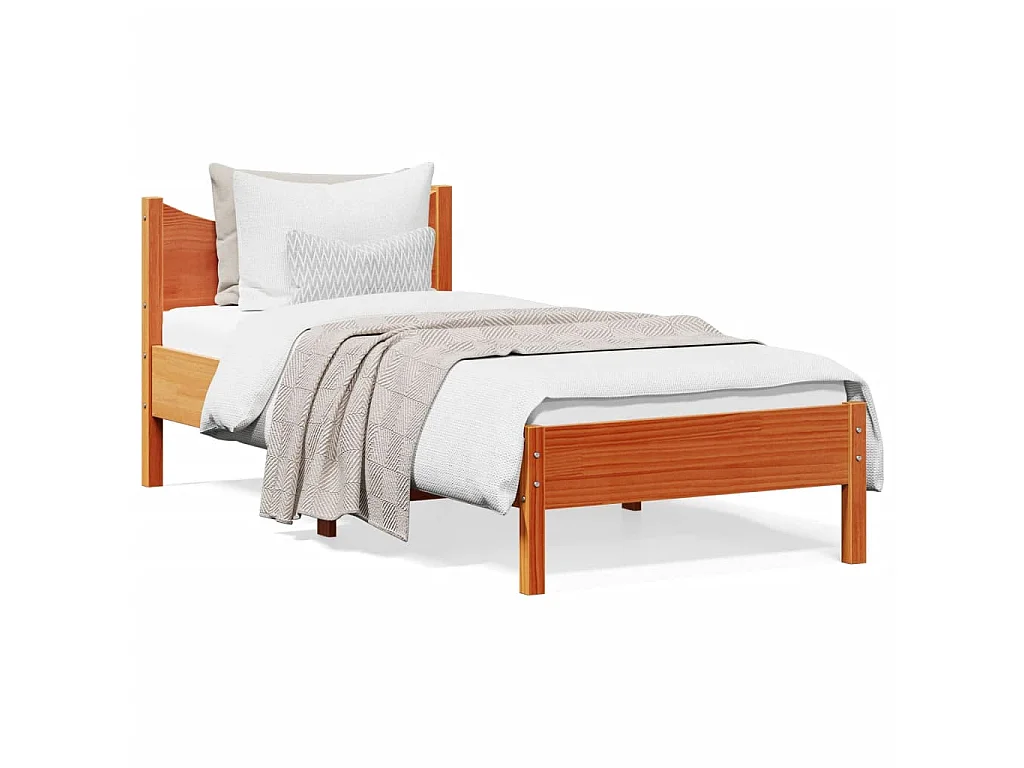 Cadre de lit sans matelas cire marron 90x200 cm bois pin massif