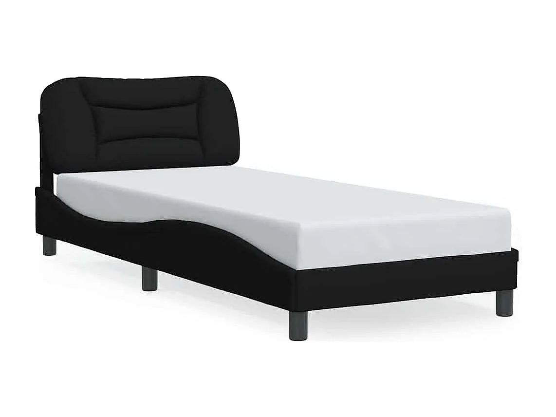 Cadre de lit sans matelas Hvar noir 90x200 cm tissu