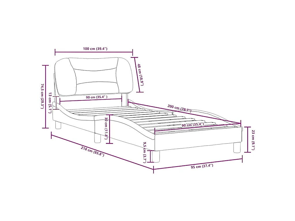 Bedframe zonder matras "Hvar" 90x200 cm stof zwart