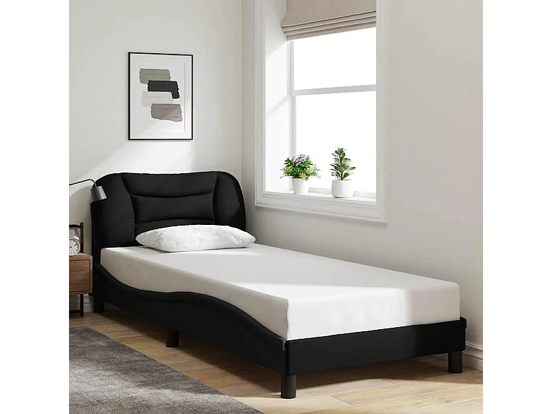 Cadre de lit sans matelas Hvar noir 90x200 cm tissu