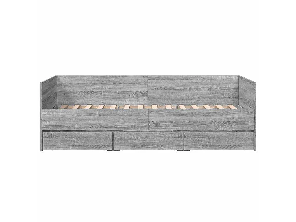 Sofá-cama com gavetas sem colchão 100x200 cm cinzento sonoma