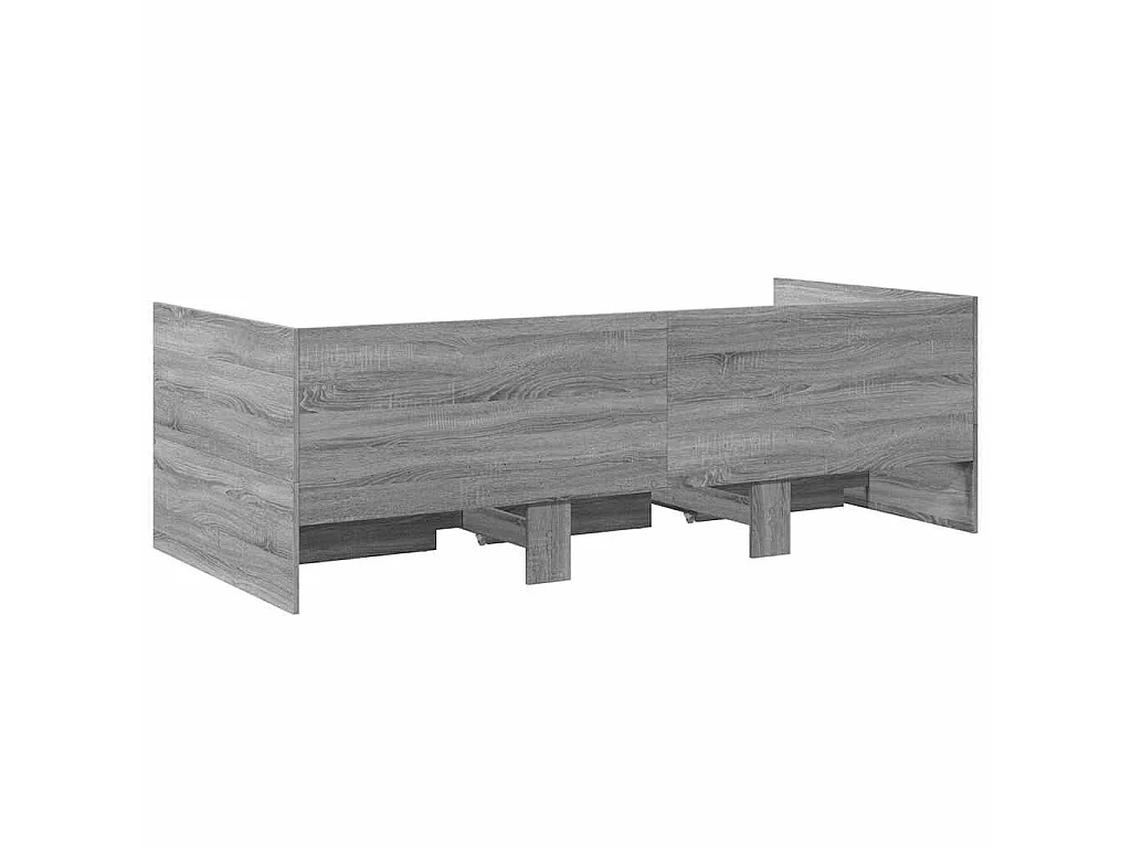 Sofá-cama com gavetas sem colchão 100x200 cm cinzento sonoma