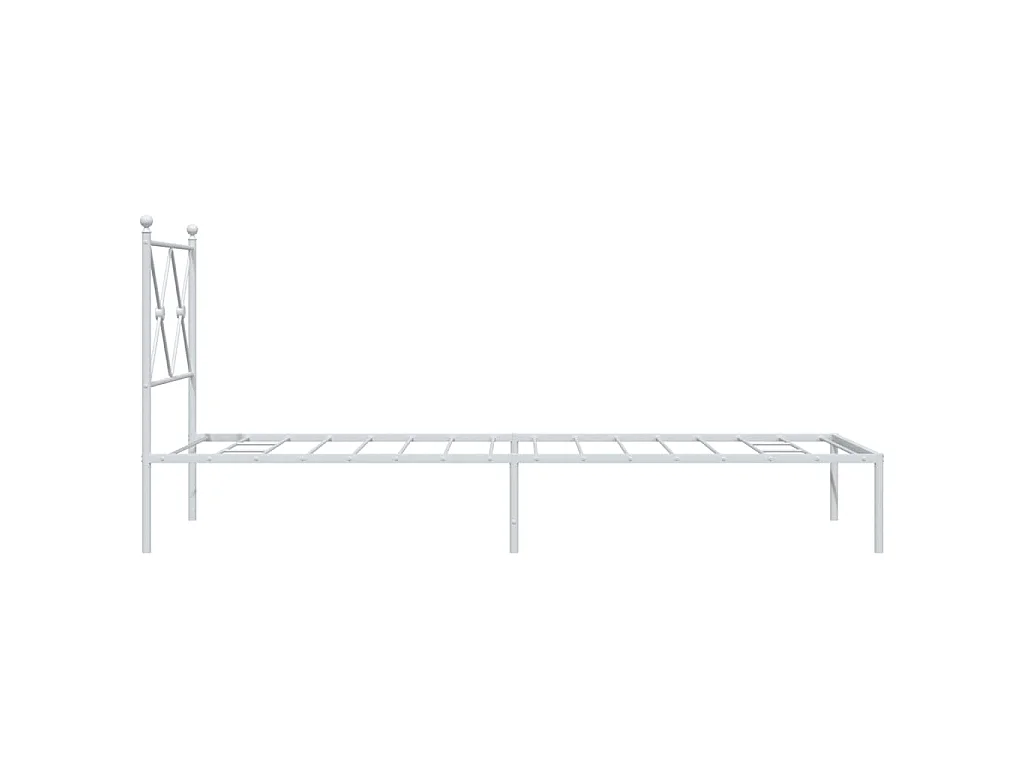 Cadre de lit métal sans matelas avec tête de lit blanc 75x190cm