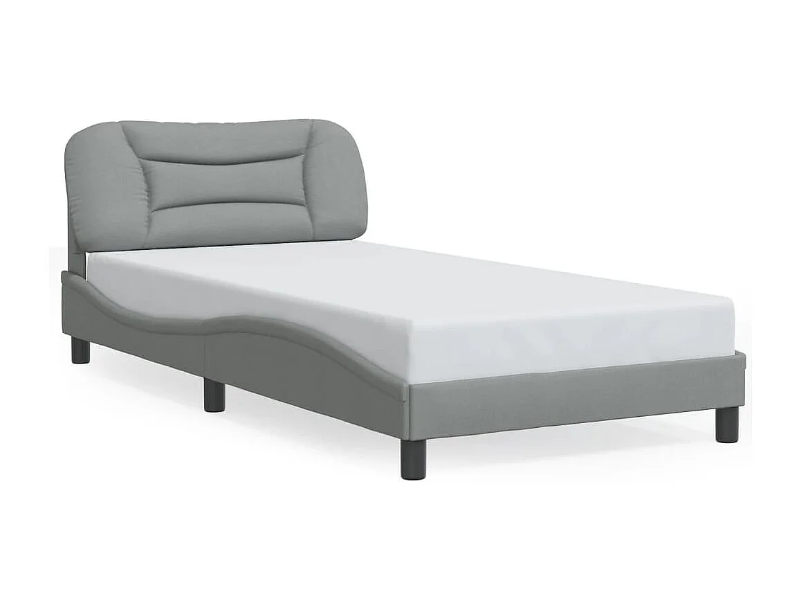 Cadre de lit sans matelas Hvar gris clair 100x200 cm tissu