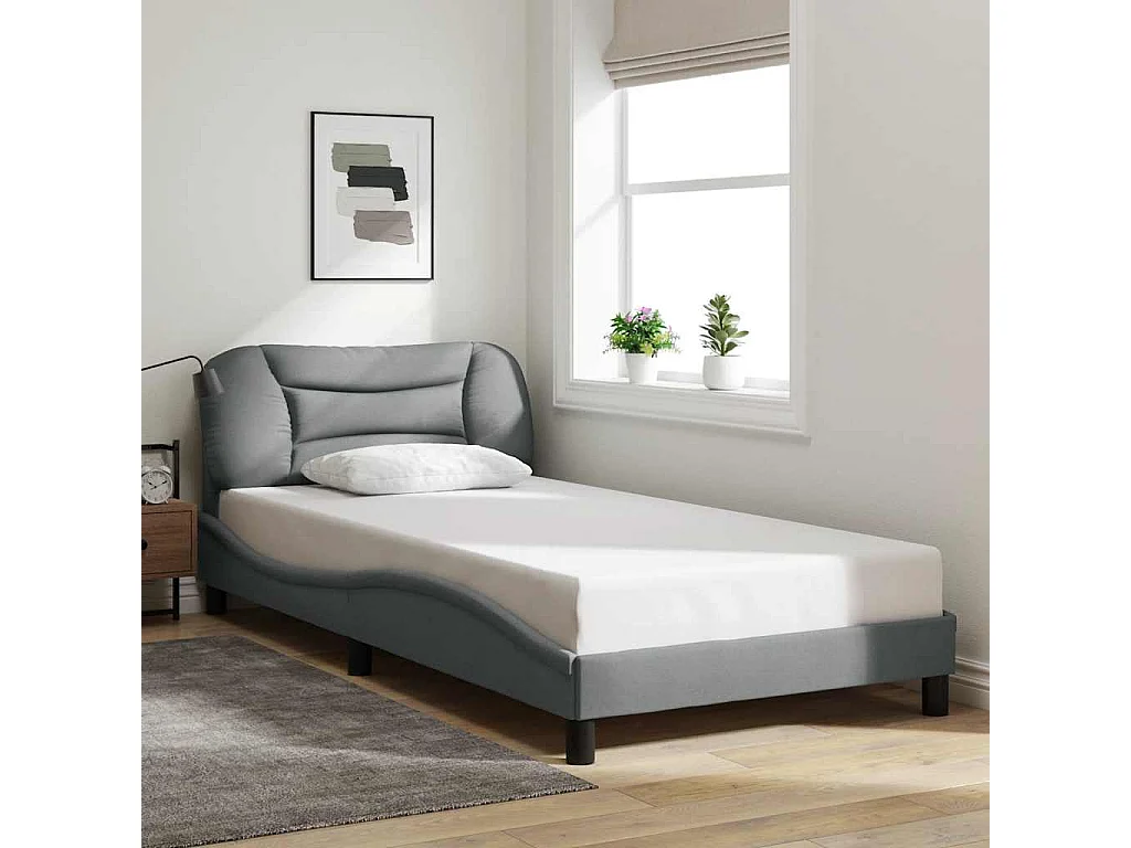 Cadre de lit sans matelas Hvar gris clair 100x200 cm tissu