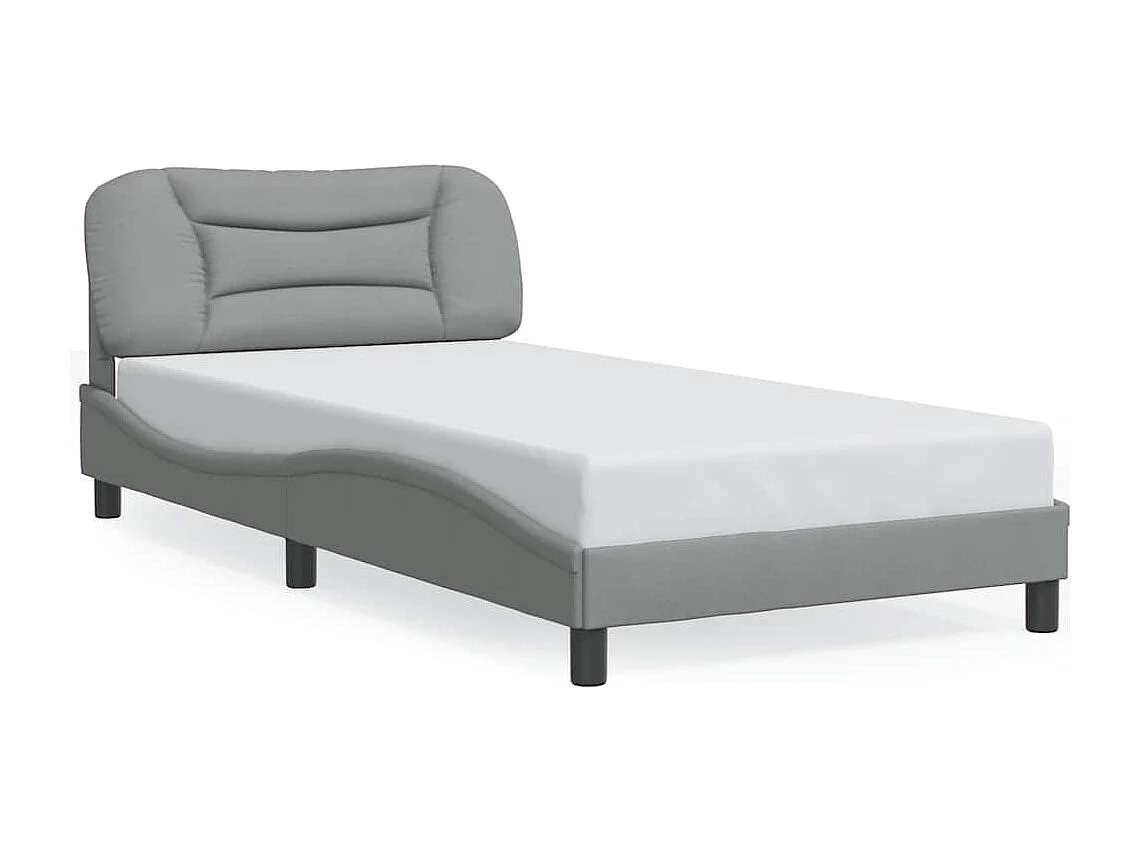 Estructura de cama sin colchón Hvar tela gris claro 90x200 cm