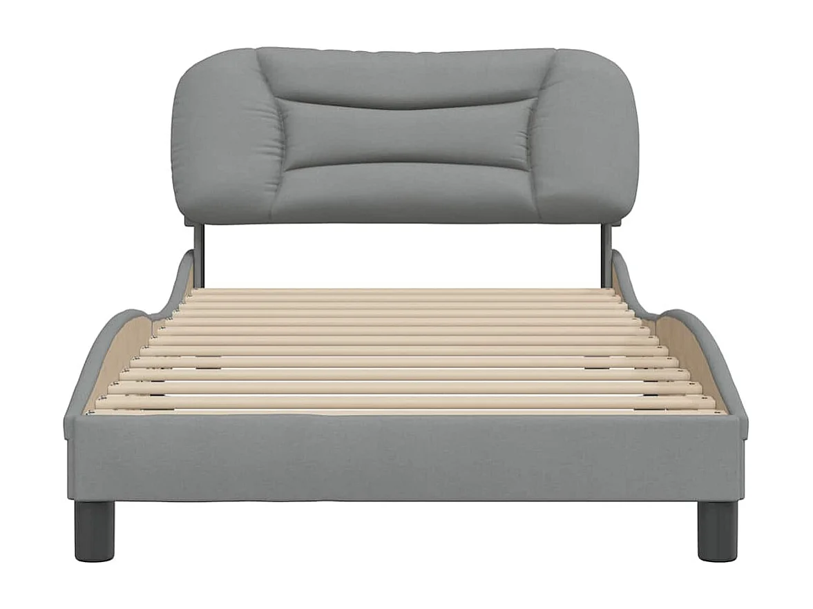 Estructura de cama sin colchón Hvar tela gris claro 90x200 cm