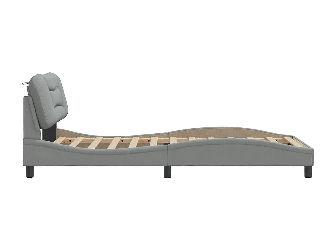 Estructura de cama sin colchón Hvar tela gris claro 90x200 cm