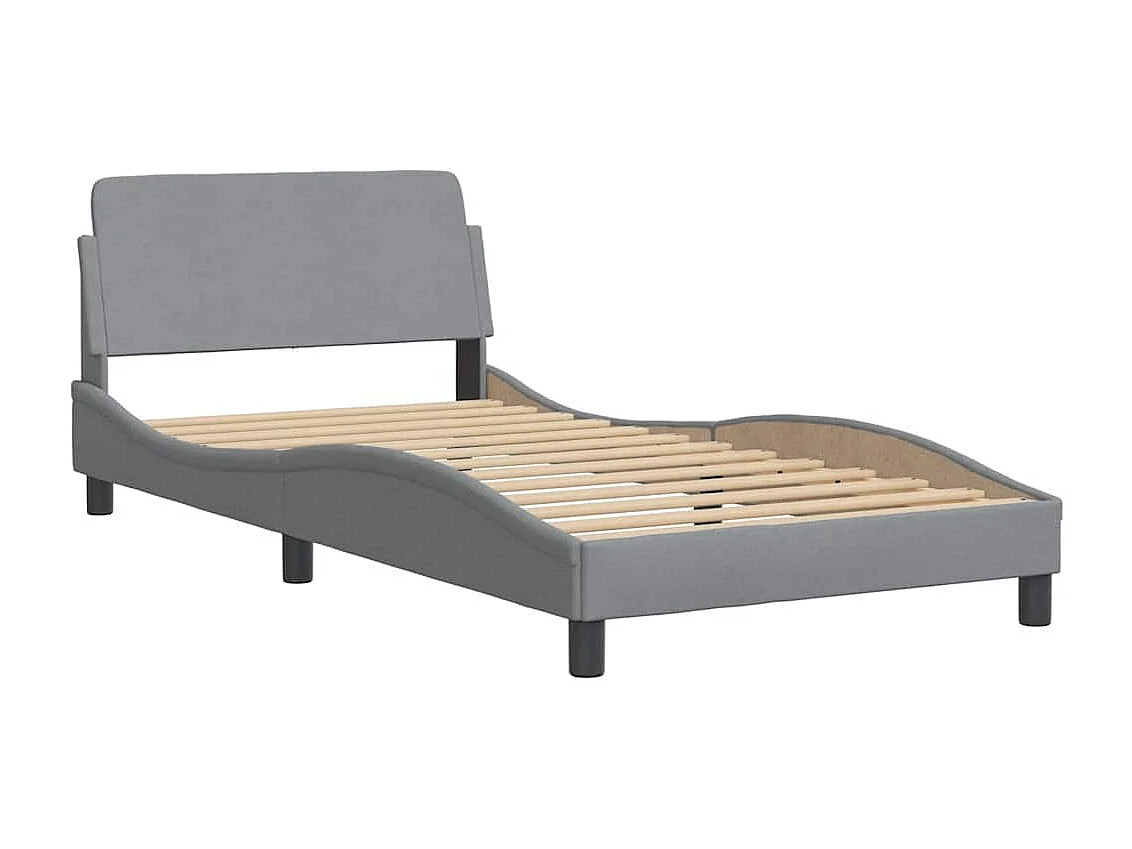 Estructura de cama sin colchón Hvar tela gris claro 90x200 cm