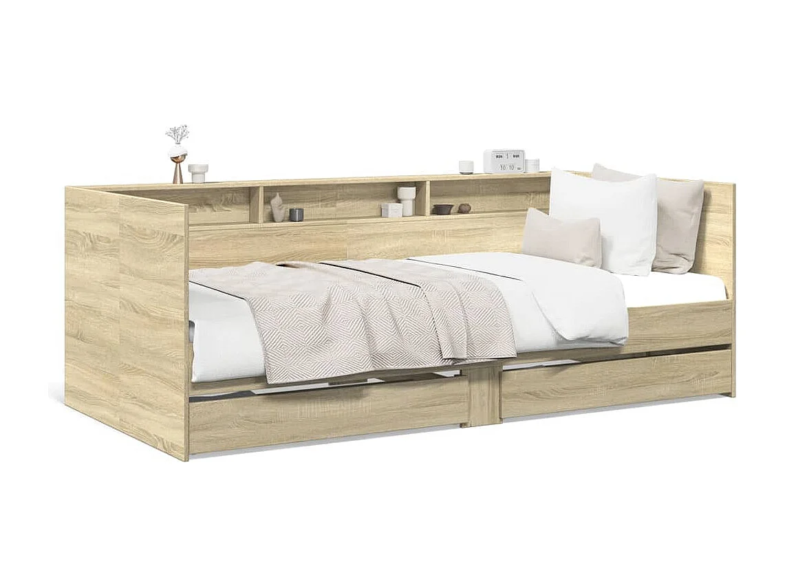 Slaapbank met lades zonder matras 90x200 cm sonoma eikenkleurig
