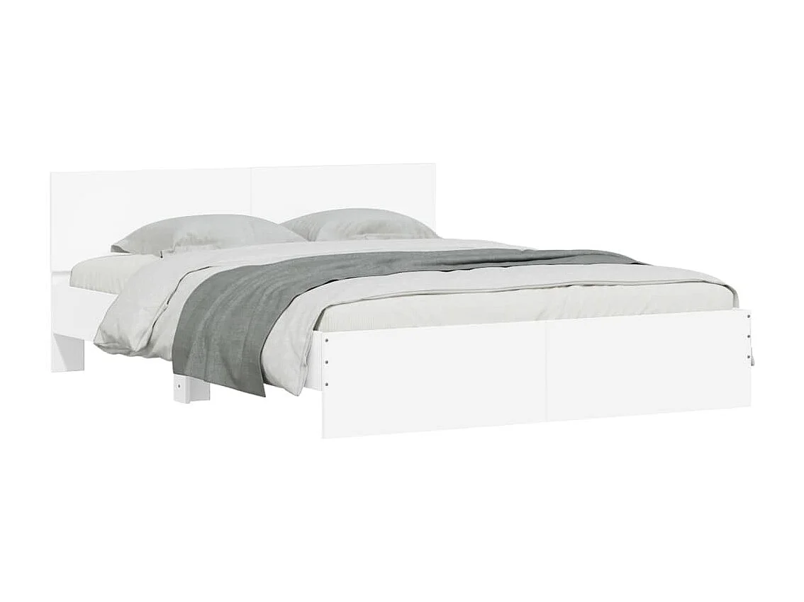 Bedframe met hoofdeinde en LED-verlichting wit 160x200 cm