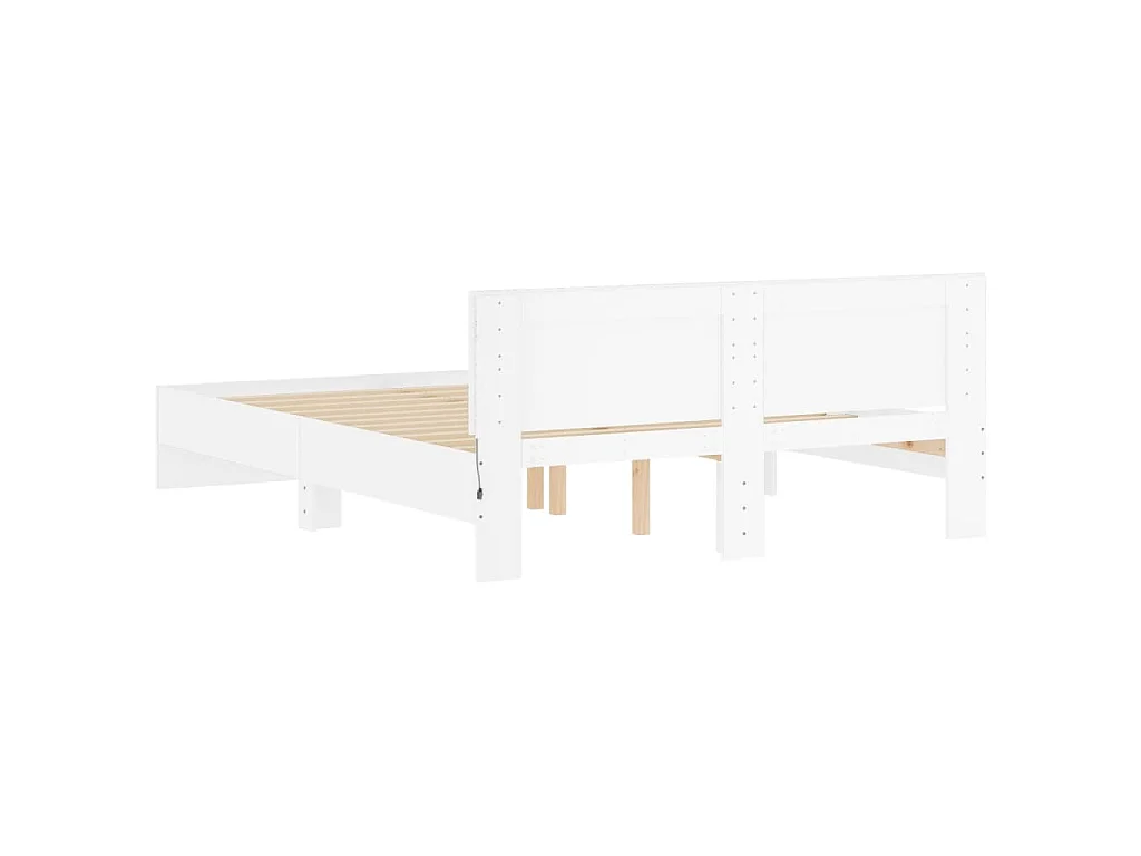 Giroletto con Testiera e LED Bianco 160x200 cm