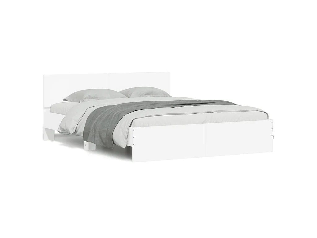 Cadre de lit avec LED sans matelas blanc 160x200 cm