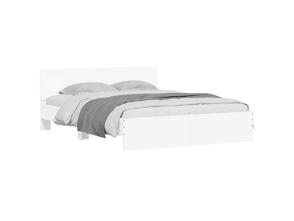 Cadre de lit avec LED sans matelas blanc 160x200 cm