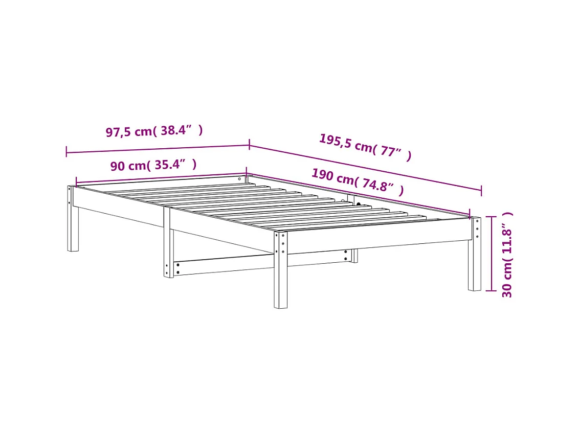 Lit de jour sans matelas cire marron 90x190 cm bois pin massif