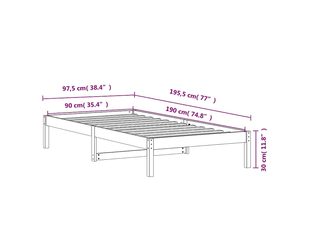 Sofá cama sin colchón madera maciza pino marrón cera 90x190 cm
