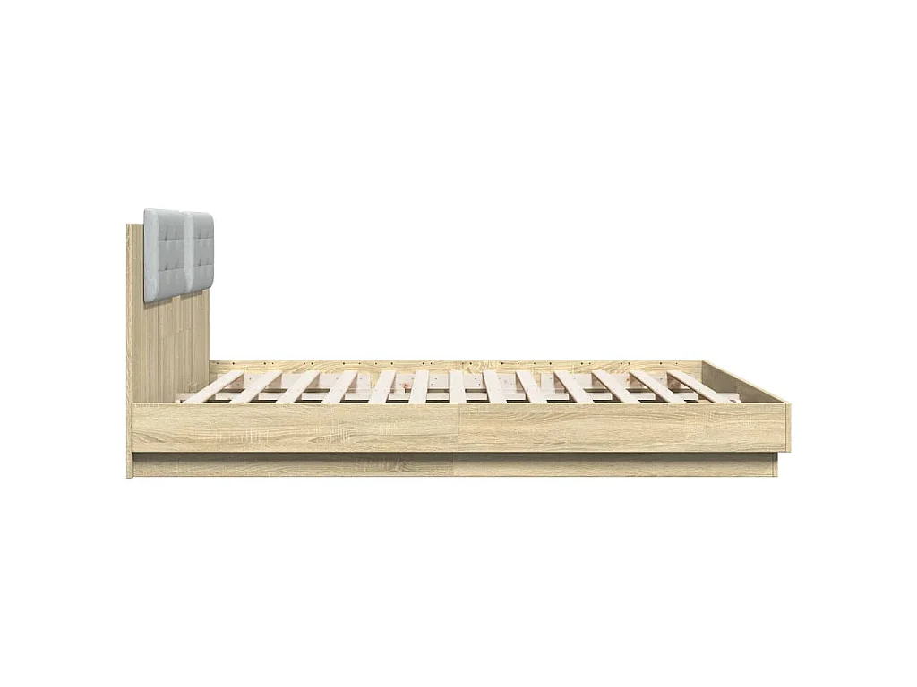 Bettgestell mit Kopfteil & LED-Leuchten Sonoma-Eiche 200x200 cm