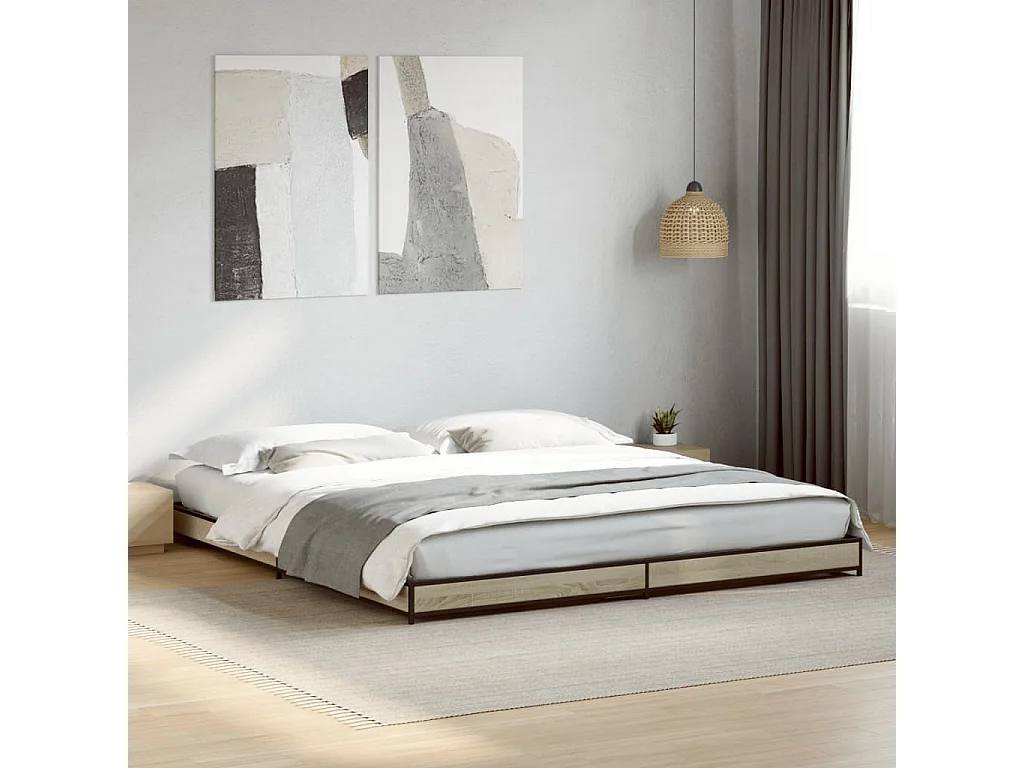 Estrutura de cama 200x200 cm derivados madeira/metal