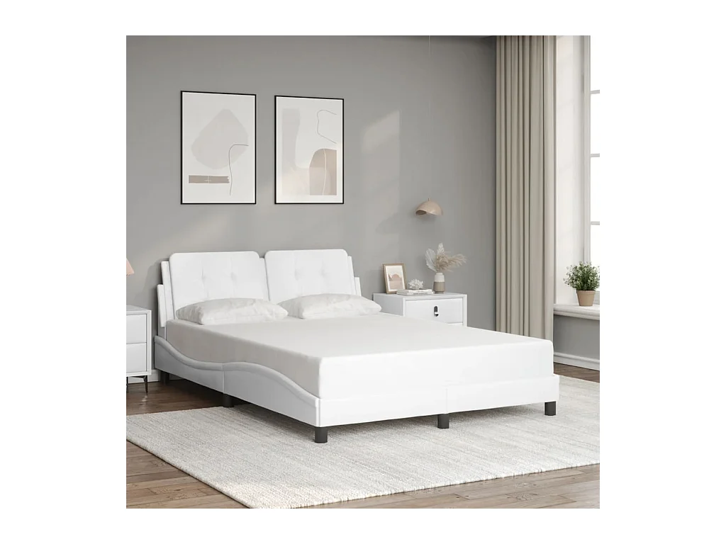 Cadre de lit sans matelas blanc 140x190 cm similicuir