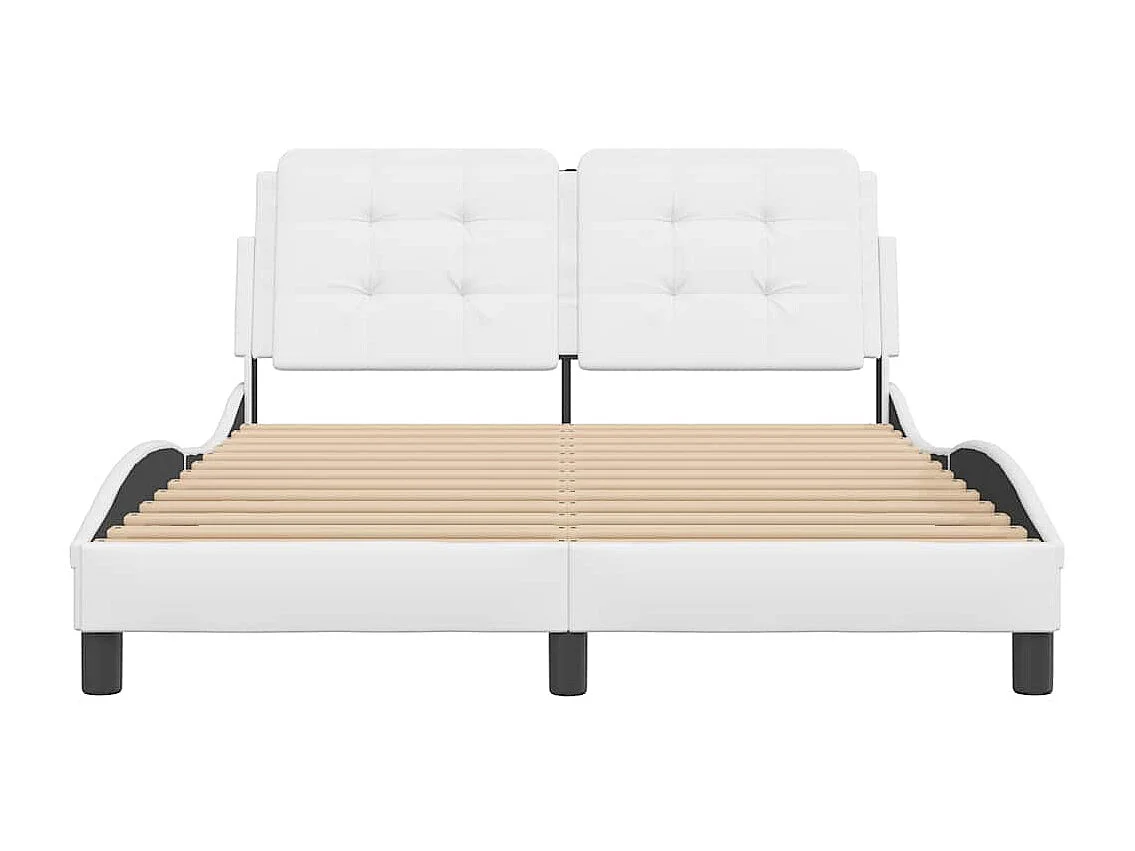 Cadre de lit sans matelas Zadar blanc 140x190 cm similicuir