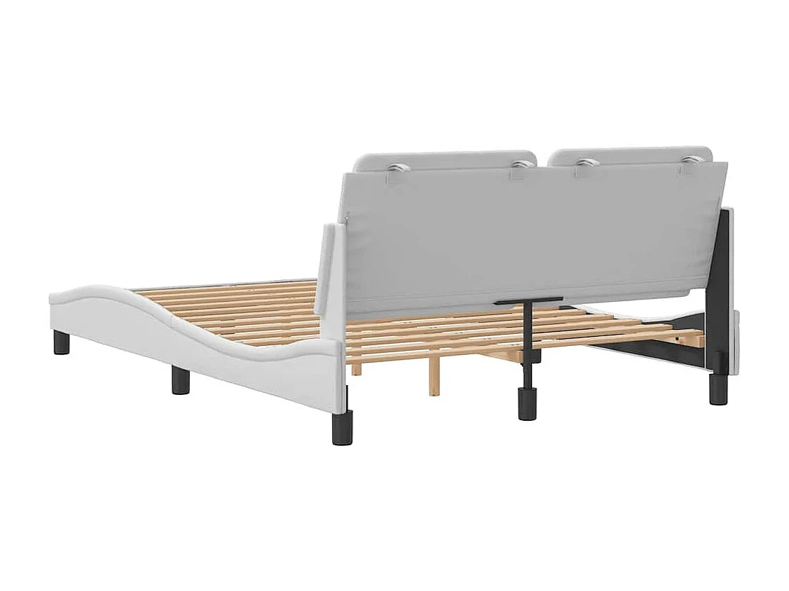 Cadre de lit sans matelas Zadar blanc 140x190 cm similicuir