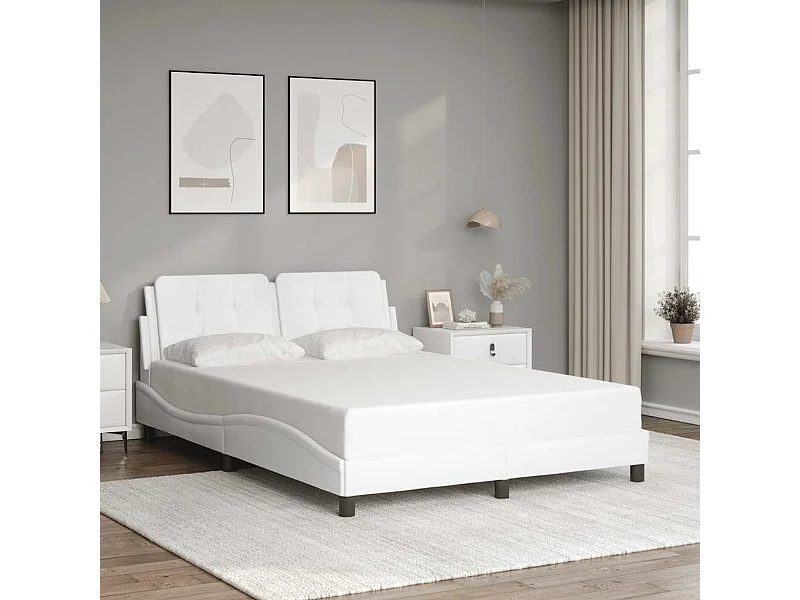 Cadre de lit sans matelas Zadar blanc 140x190 cm similicuir