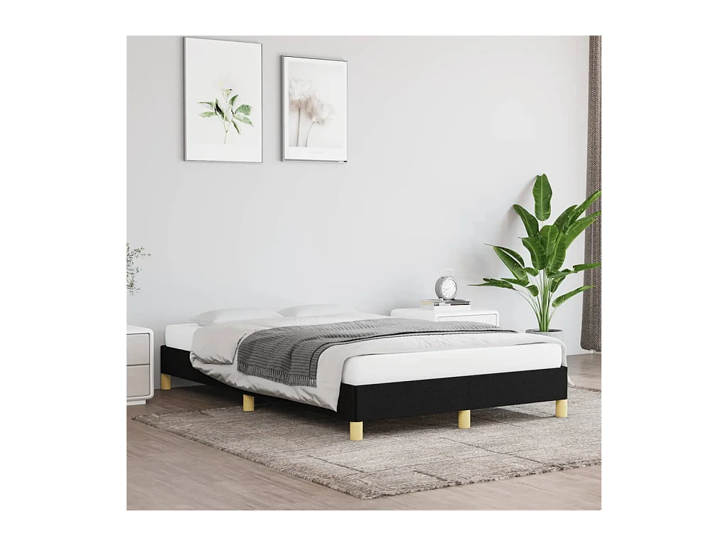 Cadre de lit sans matelas noir 120x190 cm tissu