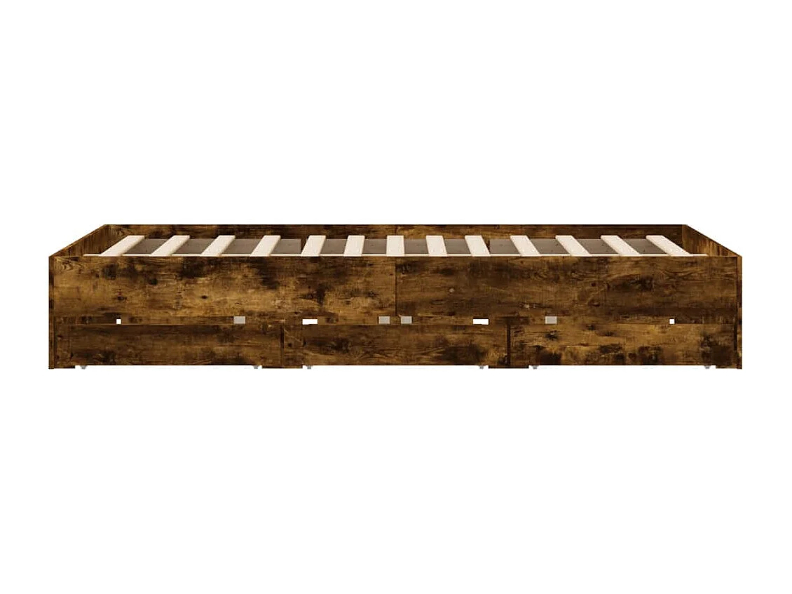 Cama con cajones madera de ingeniería roble ahumado 140x200 cm