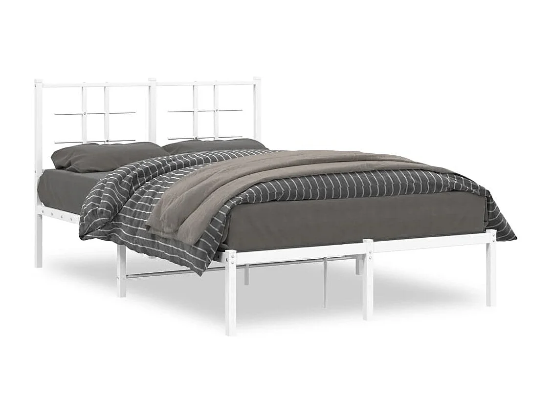 Bedframe met hoofdbord metaal wit 120x200 cm