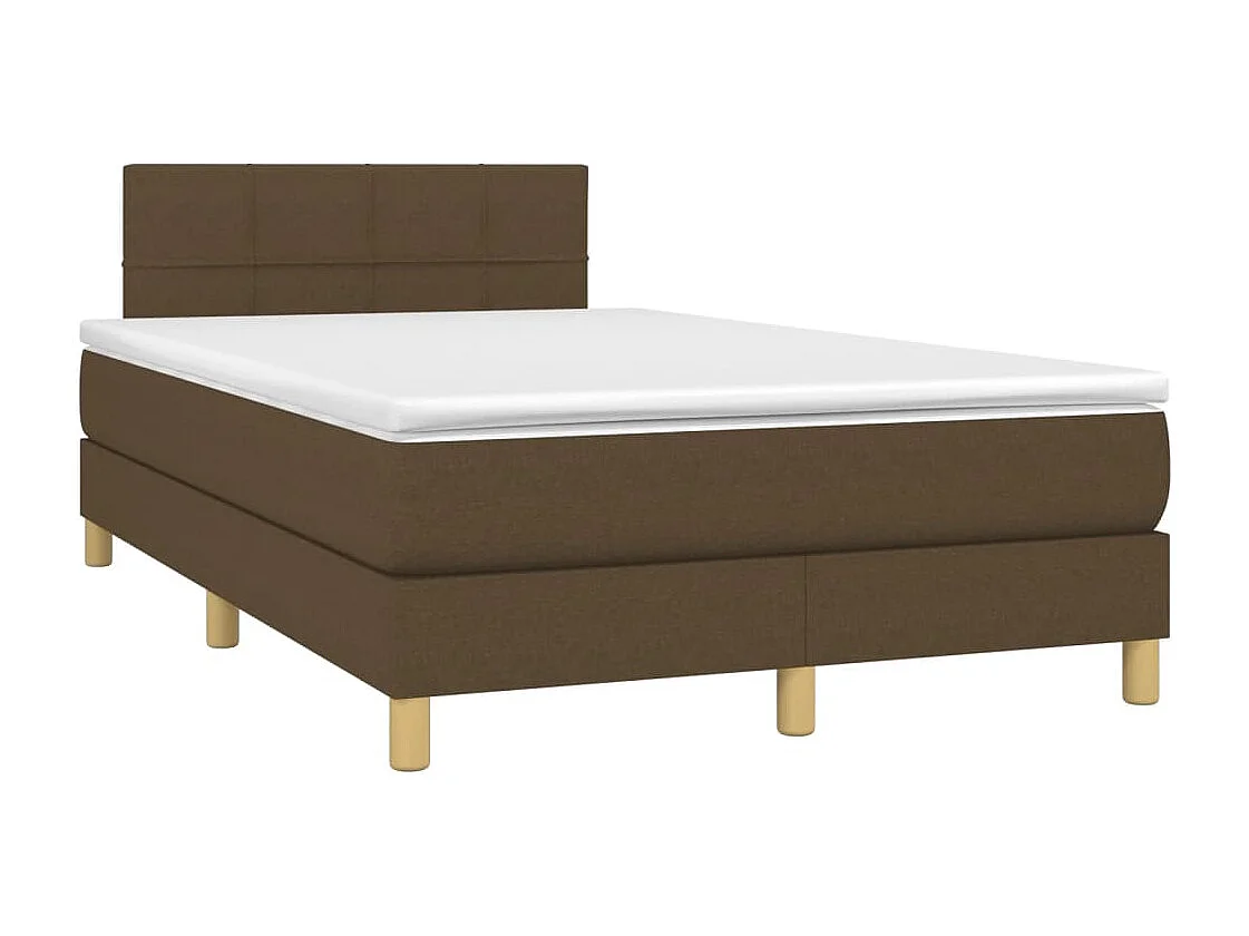 Cama boxspring com colchão 120x190 cm tecido castanho-escuro