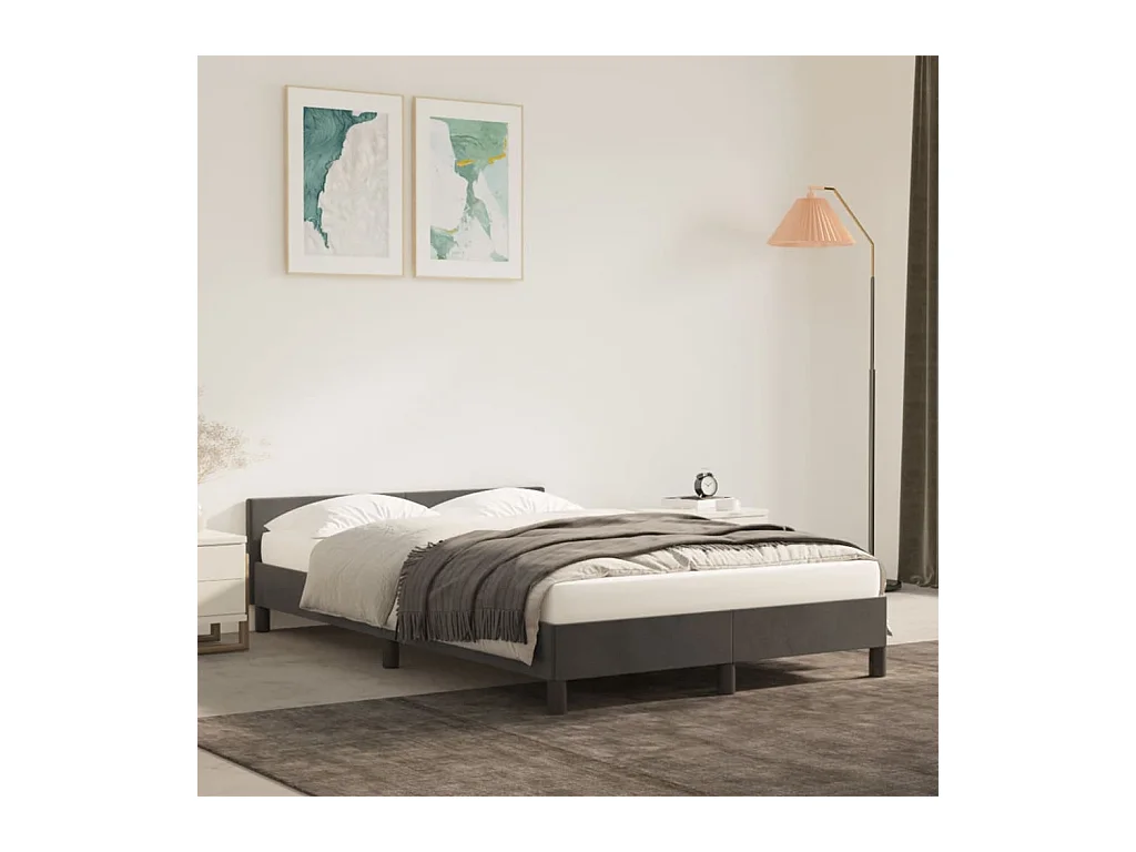 Cadre de lit sans matelas gris foncé 120x190 cm velours