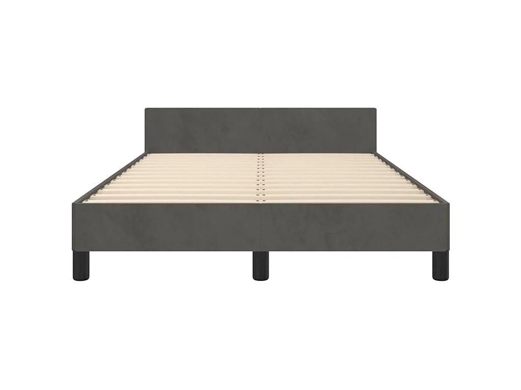 Cadre de lit sans matelas gris foncé 120x190 cm velours