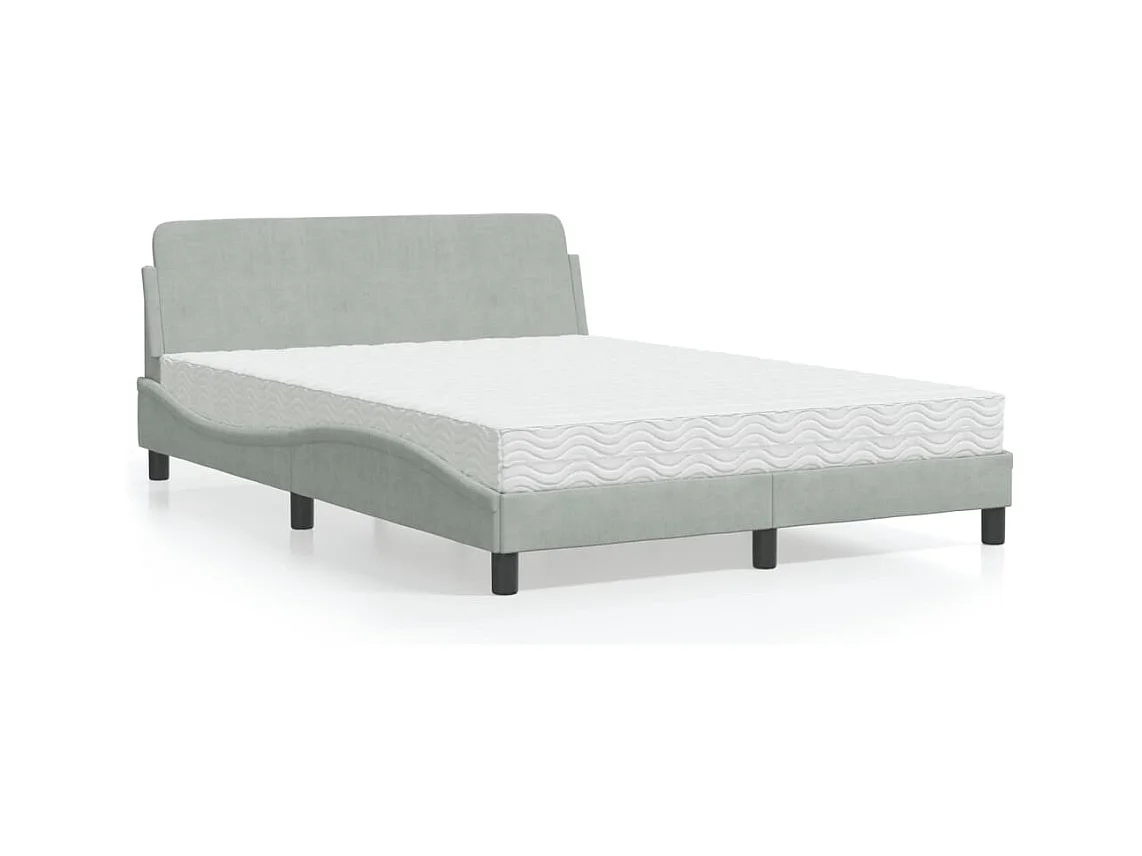 Lit avec matelas gris clair 140x190 cm velours
