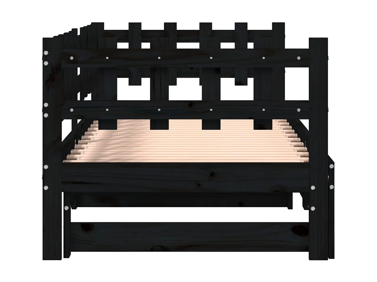 Lit coulissant sans matelas noir 2x(80x200) cm Bois massif