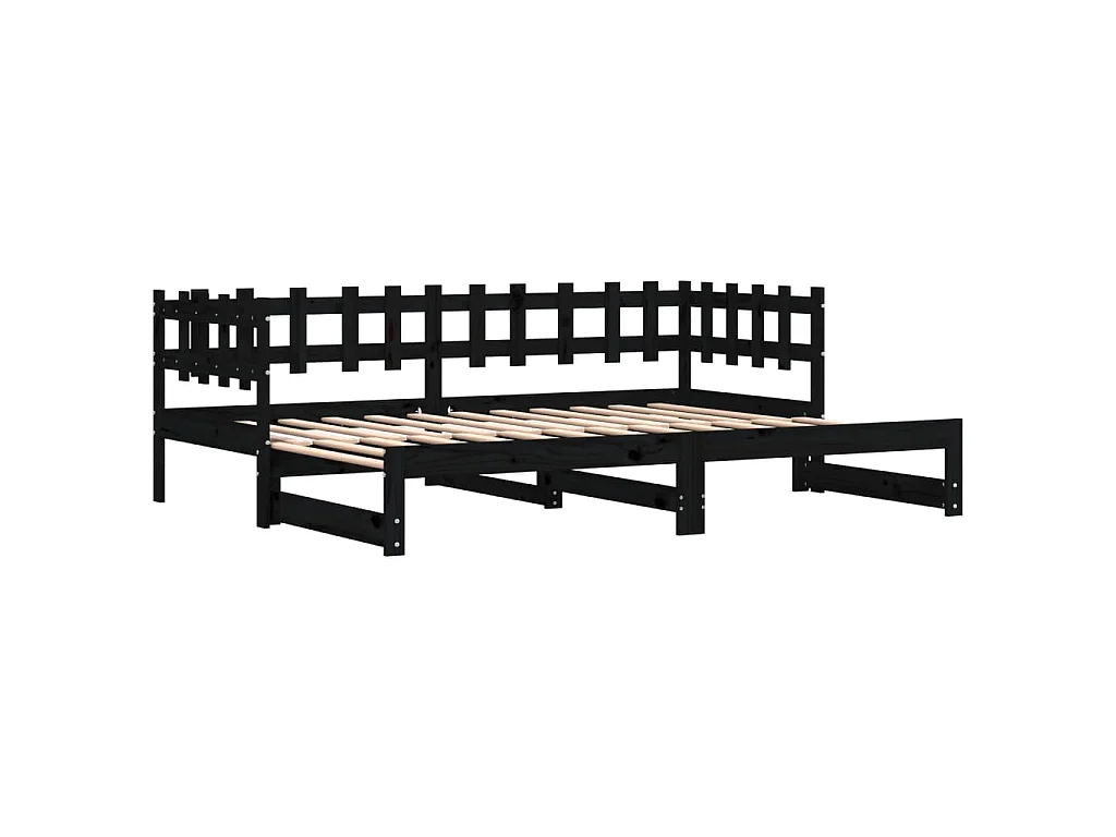 Tagesbett Ausziehbar Schwarz 2x(80x200) cm Massivholz Kiefer