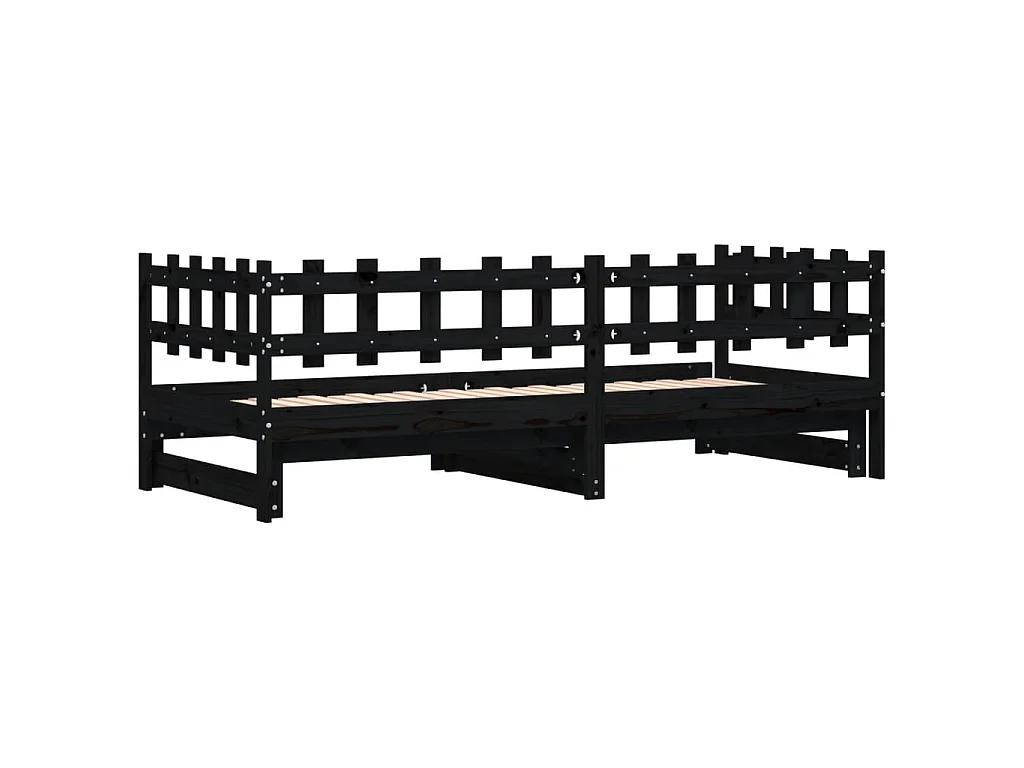 Tagesbett Ausziehbar Schwarz 2x(80x200) cm Massivholz Kiefer