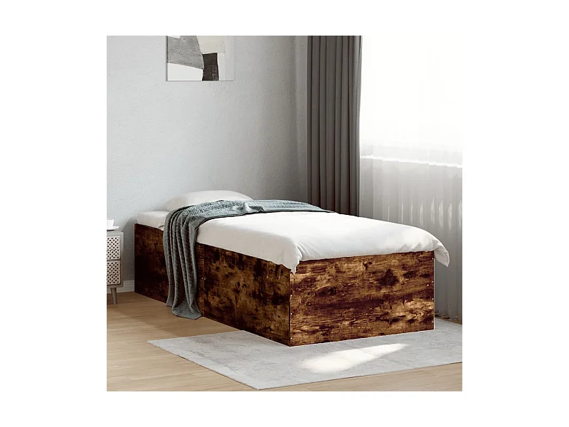 Cadre de lit sans matelas chêne fumé 75x190 cm