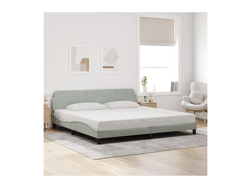 Cadre de lit sans matelas gris clair 200x200 cm velours